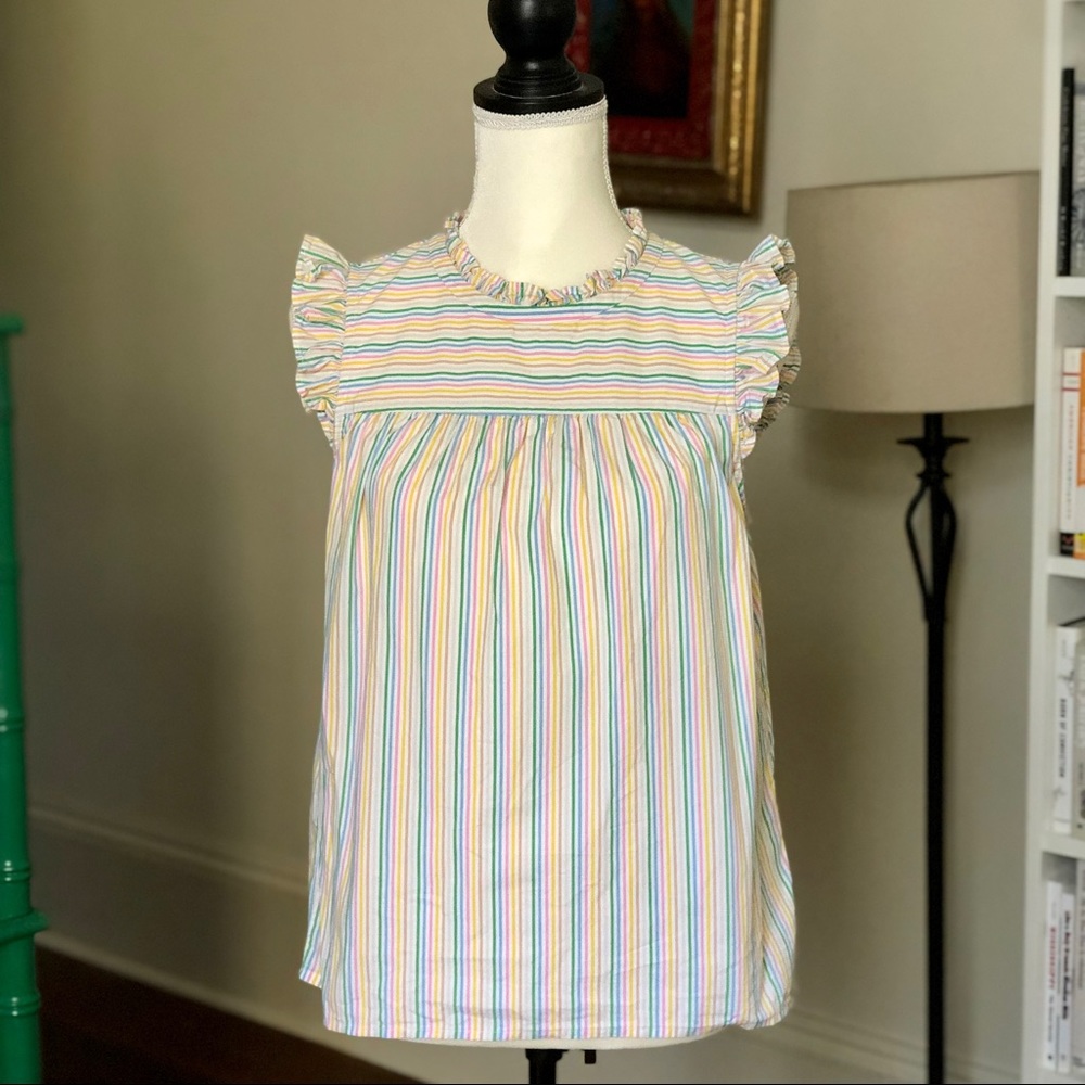 Striped J Crew Tank with Ruffle Detail